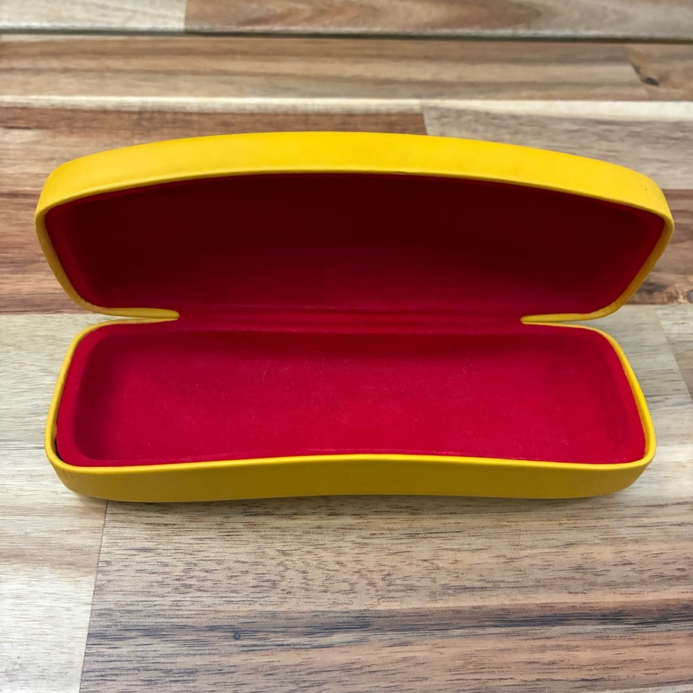 Ray-Ban Yellow Eyeglass Hard Case Glasses Protector Hinged Clamshell Felt Lined - Picture 3 of 10